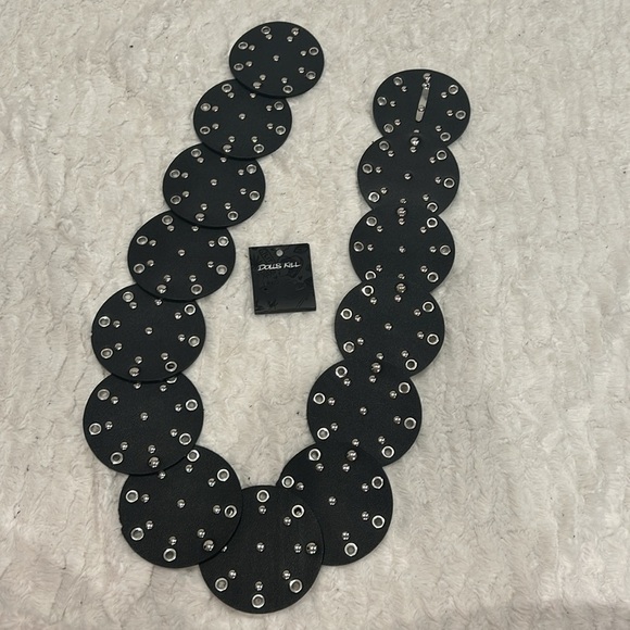 Dolls kill FLUTTER WONDER studded moto faux leather WAIST BELT one size black - Picture 4 of 6